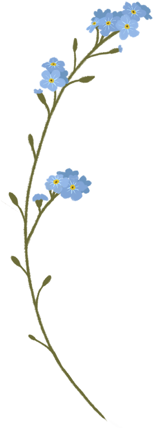 Curved flower, pointing to the right